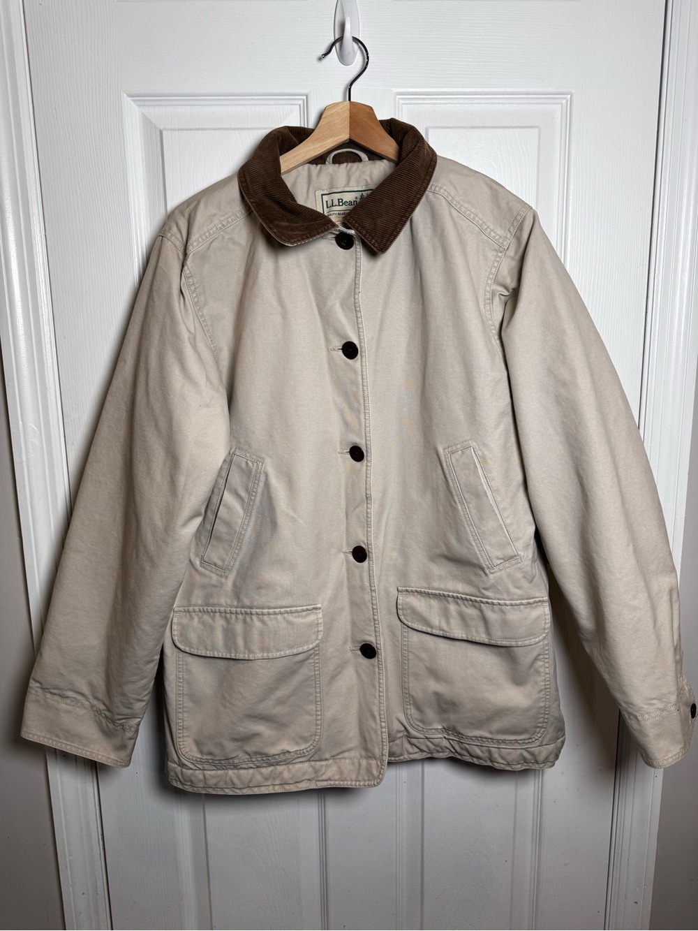 Vintage L.L.Bean Insulated Barn Jacket Large Chore Field Coat Corduroy Workwear